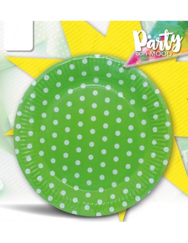 Piatti carta "Pois verdi" - Set 10 pezzi