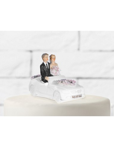 Cake topper resina sposi in auto Cm. 11