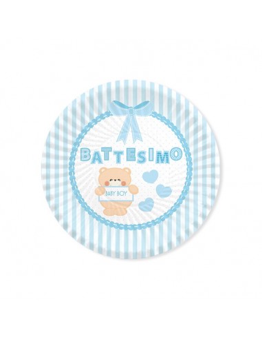 Piatti carta Cm. 18 - Battesimo Teddy...