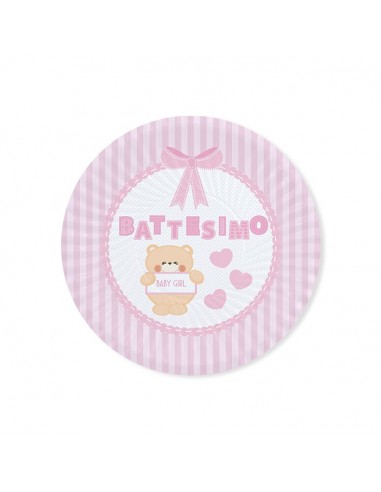 Piatti carta Cm. 18 - Battesimo Teddy...