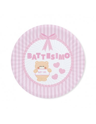 Piatti carta Cm. 24 - Battesimo Teddy...