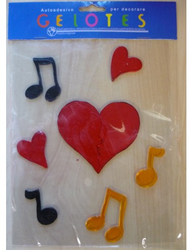 Decorazioni in gel stick cuori con note