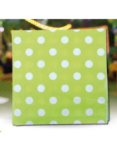Tovaglioli carta Cm. 33x33 Pois verde...