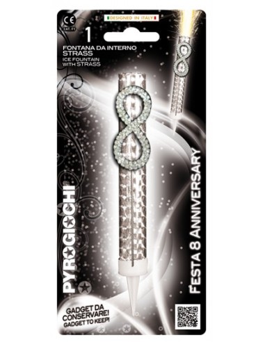 Candela flumbè con numero strass - Nr. 8