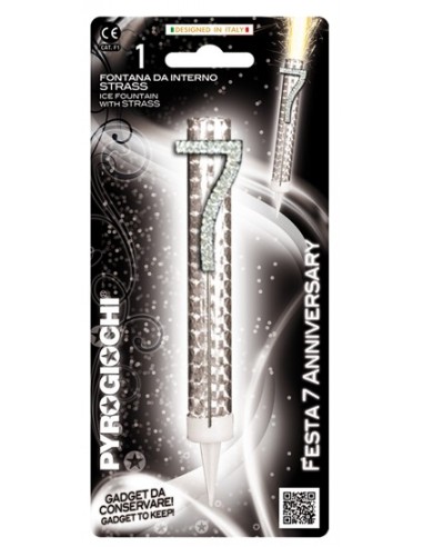 Candela flumbè con numero strass - Nr. 7
