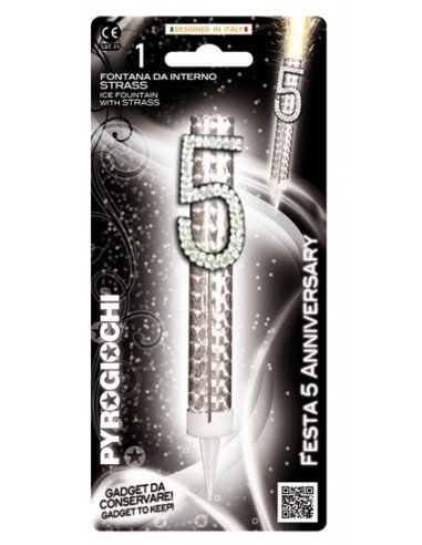 Candela flumbè con numero strass - Nr. 5
