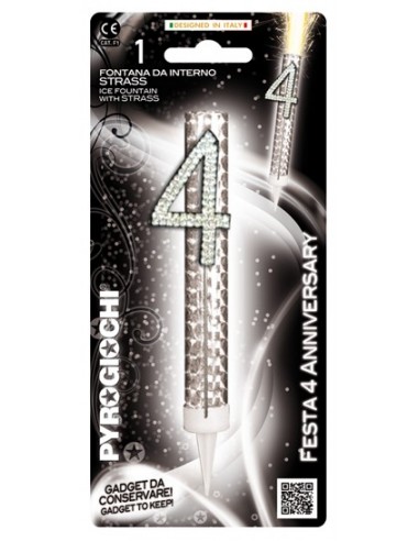 Candela flumbè con numero strass - Nr. 4