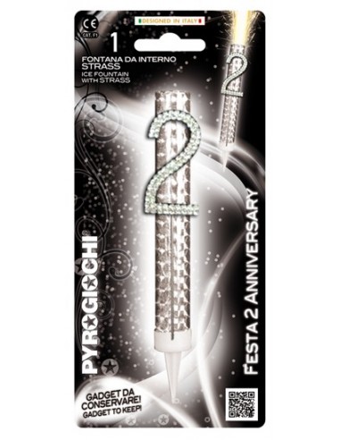Candela flumbè con numero strass - Nr. 2