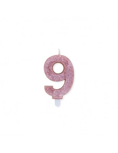 Candelina per torta glitterata Rosa...