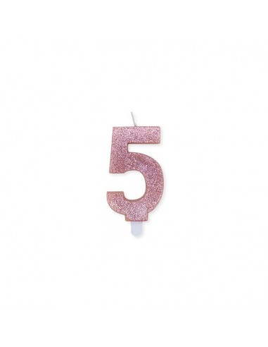 Candelina per torta glitterata Rosa...