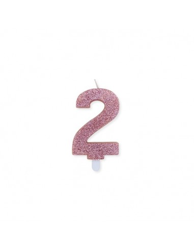 Candelina per torta glitterata Rosa...